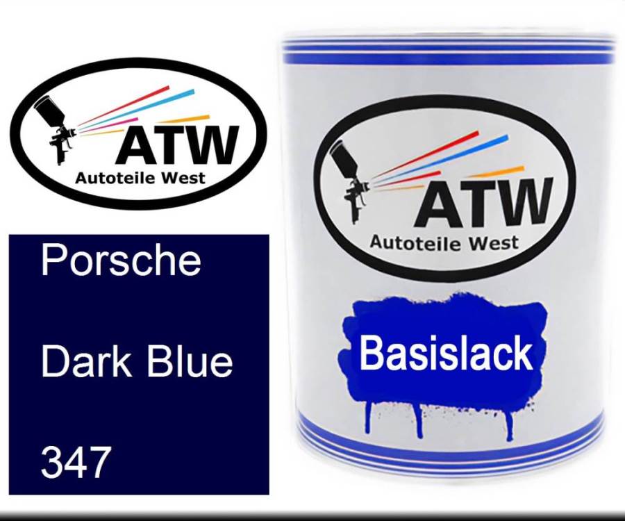 Porsche, Dark Blue, 347: 1L Lackdose, von ATW Autoteile West.